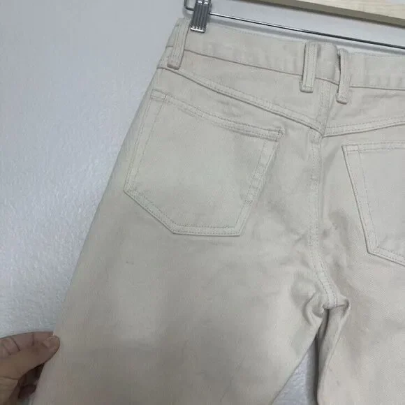 Brandy Melville Jeans Galt Small 26 Flared Cream Bootcut 100% Cotton Denim NEW - Picture 9 of 14